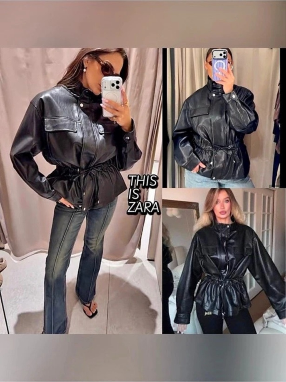 ZARA FAUX LEATHER HIGH COLLAR JACKET